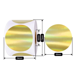 50mm gold round Polypropylene (water proof, tear proof and oil proof) thermal labels 500/roll